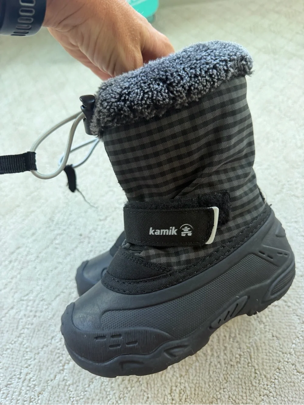 Kamik Toddler Black Plaid Insulated Winter Boots in Size 9C/26